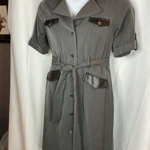 Sharagano Charcoal Dress with “Leather” Accents